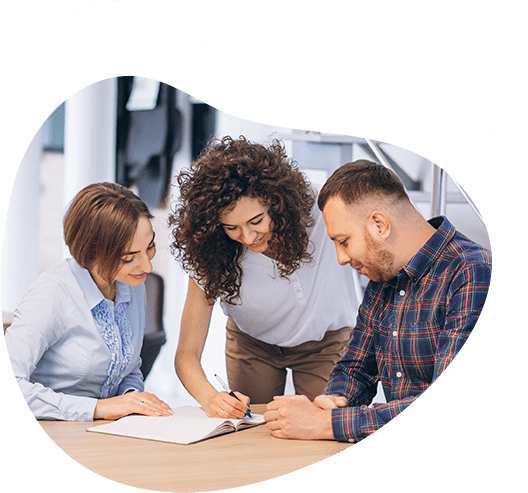 business people in an office working together